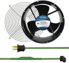 Made in USA - 115 Volts, AC, 600 CFM, Round Tube Axial Fan Kit - 0.22/0.24 Amp Rating, Includes Fan, Fan Guard, 254mm High x 254mm Wide x 89mm Deep, Thermostatically Controlled Fan Cord - Americas Industrial Supply