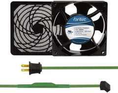 Made in USA - 115 Volts, AC, 80 CFM, Square Tube Axial Fan Kit - 0.18 Amp Rating, 120mm High x 120mm Wide x 38.5mm Deep, Includes Fan, Fan Filter, Thermostatically Controlled Fan Cord - Americas Industrial Supply
