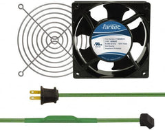 Made in USA - 115 Volts, AC, 80 CFM, Square Tube Axial Fan Kit - 0.18 Amp Rating, 120mm High x 120mm Wide x 38.5mm Deep, Includes Fan, Fan Guard, Thermostatically Controlled Fan Cord - Americas Industrial Supply