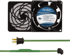 Made in USA - 115 Volts, AC, 31 CFM, Square Tube Axial Fan Kit - 0.18 Amp Rating, 3.15" High x 3" Wide x 38.5mm Deep, Includes Fan, Fan Filter, Thermostatically Controlled Fan Cord - Americas Industrial Supply