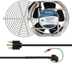 Made in USA - 230 Volts, AC, 240 CFM, Oval Tube Axial Fan Kit - 0.12/0.16 Amp Rating, 151mm High x 172mm Wide x 51mm Deep, Includes Fan, Fan Guard, Fan Cord - Americas Industrial Supply