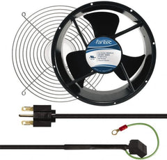 Made in USA - 230 Volts, AC, 600 CFM, Round Tube Axial Fan Kit - 0.16/0.14 Amp Rating, 254mm High x 254mm Wide x 89mm Deep, Includes Fan, Fan Filter, Fan Cord - Americas Industrial Supply