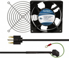 Made in USA - 230 Volts, AC, 103 CFM, Square Tube Axial Fan Kit - 0.12 Amp Rating, 120mm High x 120mm Wide x 38.5mm Deep, Includes Fan, Fan Filter, Fan Cord - Americas Industrial Supply