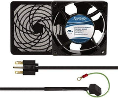Made in USA - 230 Volts, AC, 80 CFM, Square Tube Axial Fan Kit - 0.07/0.06 Amp Rating, 120mm High x 120mm Wide x 38.5mm Deep, Includes Fan, Fan Guard, Fan Cord - Americas Industrial Supply