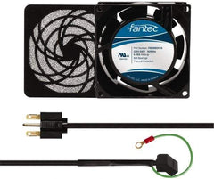 Made in USA - 230 Volts, AC, 32 CFM, Square Tube Axial Fan Kit - 0.06/0.05 Amp Rating, 3.15" High x 3" Wide x 38.5mm Deep, Includes Fan, Fan Guard, Fan Cord - Americas Industrial Supply