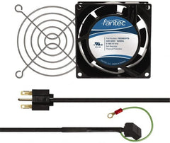 Made in USA - 230 Volts, AC, 32 CFM, Square Tube Axial Fan Kit - 0.06/0.05 Amp Rating, 3.15" High x 3" Wide x 38.5mm Deep, Includes Fan, Fan Filter, Fan Cord - Americas Industrial Supply