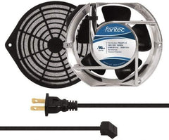 Made in USA - 115 Volts, AC, 240 CFM, Oval Tube Axial Fan Kit - 0.46 Amp Rating, 151mm High x 172mm Wide x 51mm Deep, Includes Fan, Fan Guard, Fan Cord - Americas Industrial Supply