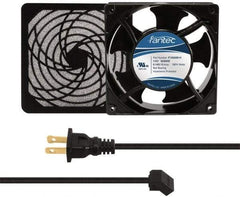 Made in USA - 115 Volts, AC, 103 CFM, Square Tube Axial Fan Kit - 0.26 Amp Rating, 120mm High x 120mm Wide x 38.5mm Deep, Includes Fan, Fan Filter, Fan Cord - Americas Industrial Supply