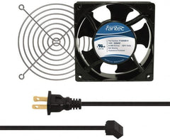 Value Collection - 115 Volts, AC, 103 CFM, Square Tube Axial Fan Kit - 0.26 Amp Rating, 120mm High x 120mm Wide x 38.5mm Deep, Includes Fan, Fan Guard, Fan Cord - Americas Industrial Supply