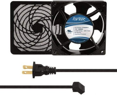 Made in USA - 115 Volts, AC, 80 CFM, Square Tube Axial Fan Kit - 0.18 Amp Rating, 120mm High x 120mm Wide x 38.5mm Deep, Includes Fan, Fan Filter, Fan Cord - Americas Industrial Supply