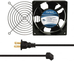 Made in USA - 115 Volts, AC, 80 CFM, Square Tube Axial Fan Kit - 0.18 Amp Rating, 120mm High x 120mm Wide x 38.5mm Deep, Includes Fan, Fan Guard, Fan Cord - Americas Industrial Supply