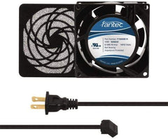 Made in USA - 115 Volts, AC, 31 CFM, Square Tube Axial Fan Kit - 0.18 Amp Rating, 3.15" High x 3" Wide x 38.5mm Deep, Includes Fan, Fan Filter, Fan Cord - Americas Industrial Supply
