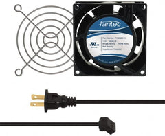 Made in USA - 115 Volts, AC, 31 CFM, Square Tube Axial Fan Kit - 0.18 Amp Rating, 3.15" High x 3" Wide x 38.5mm Deep, Includes Fan, Fan Guard, Fan Cord - Americas Industrial Supply