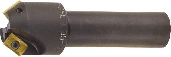 Kyocera - 55° Lead Angle, 2.014" Max Cut Diam, 0.327" Max Depth of Cut, Indexable Chamfer & Angle End Mill - 2 Inserts, XPMT 15T3.. Insert Style, 3.15" OAL, Straight Shank - Americas Industrial Supply