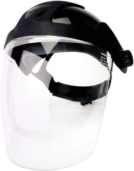 Sellstrom - Nylon Black Ratchet Adjustment, Face Shield & Headgear Set - 12-1/8" Wide x 9" High x 0.06" Thick, Anti-Fog, Clear Window - Americas Industrial Supply