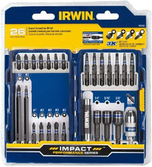 Irwin - 26 Piece, Phillips, Square, Torx, Hex Nutsetter Handle, Drive Set - 1/4 to 3/8" Hex, #1 to #3 - Americas Industrial Supply