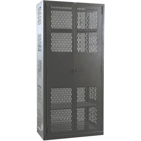 Hallowell - 4 Shelf Locking Storage Cabinet - Steel, 48" Wide x 24" Deep x 78" High, Gray - Americas Industrial Supply