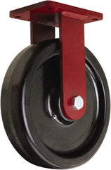 Hamilton - 12" Diam x 3" Wide x 14-1/2" OAH Top Plate Mount Rigid Caster - Phenolic, 3,500 Lb Capacity, Straight Roller Bearing, 5-1/2 x 7-1/2" Plate - Americas Industrial Supply