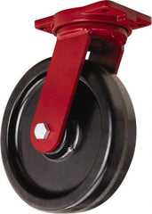 Hamilton - 12" Diam x 3" Wide x 14-1/2" OAH Top Plate Mount Swivel Caster - Phenolic, 3,500 Lb Capacity, Tapered Roller Bearing, 6-1/8 x 7-1/2" Plate - Americas Industrial Supply