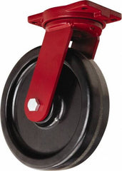 Hamilton - 12" Diam x 3" Wide x 14-1/2" OAH Top Plate Mount Swivel Caster - Phenolic, 3,500 Lb Capacity, Straight Roller Bearing, 6-1/8 x 7-1/2" Plate - Americas Industrial Supply