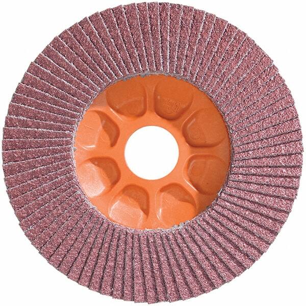 WALTER Surface Technologies - 40 Grit, 5" Disc Diam, 7/8" Center Hole, Type 28 Ceramic Flap Disc - 12,200 Max RPM, Plastic Backing, Arbor Attaching System, Coated - Americas Industrial Supply