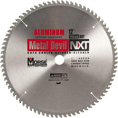 M.K. MORSE - 12" Diam, 1" Arbor Hole Diam, 80 Tooth Wet & Dry Cut Saw Blade - Steel, Standard Round Arbor - Americas Industrial Supply