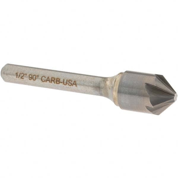 OSG - 1/2" Head Diam, 1/4" Shank Diam, Multi Flute 90° Solid Carbide Countersink - Americas Industrial Supply