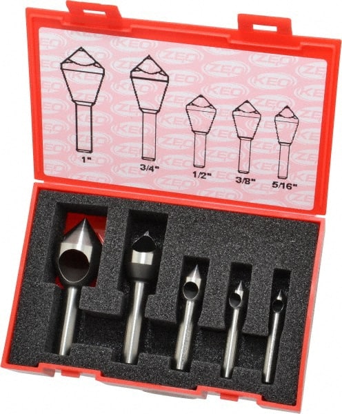 Keo - 5 Piece, 5/16 to 1" Head Diam, 82° Included Angle, Single End Countersink Set - Americas Industrial Supply