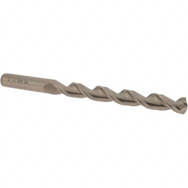Cleveland - Letter U 135° Cobalt Jobber Drill - Gold Finish Finish, Right Hand Cut, Parabolic Flute, Straight Shank, 5" OAL, Split Point - Americas Industrial Supply