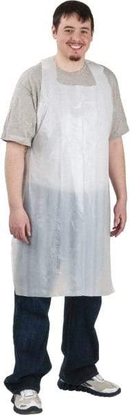 PRO-SAFE - 28" Wide x 46" Long x 1 mil Thick Coat Apron - Polyethylene, White, Waterproof - Americas Industrial Supply