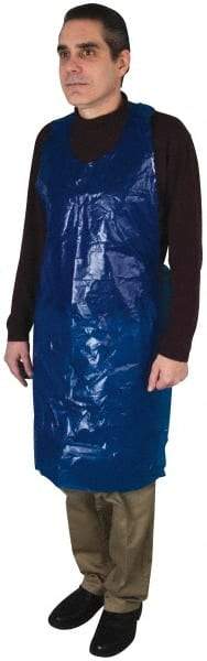 PRO-SAFE - 28" Wide x 46" Long x 4 mil Thick Coat Apron - Polyethylene, Blue, Waterproof - Americas Industrial Supply