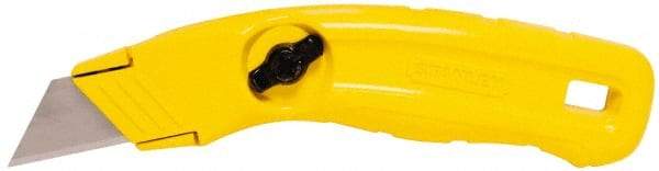 Stanley - Fixed Utility Knife - 2-1/2" Carbon Steel Blade, Yellow Cast Aluminum Handle, 3 Blades Included - Americas Industrial Supply