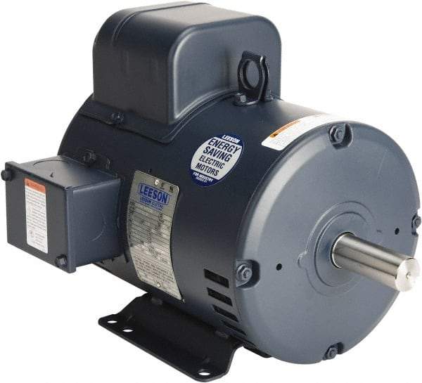 Leeson - 7-1/2 Max hp, 3,600 Max RPM, Capacitor Start Electric AC DC Motor - 230 V Input, Single Phase, 184T Frame, 1-1/8" Shaft Diam, Rigid Base Mount, Drip-proof Enclosure - Americas Industrial Supply