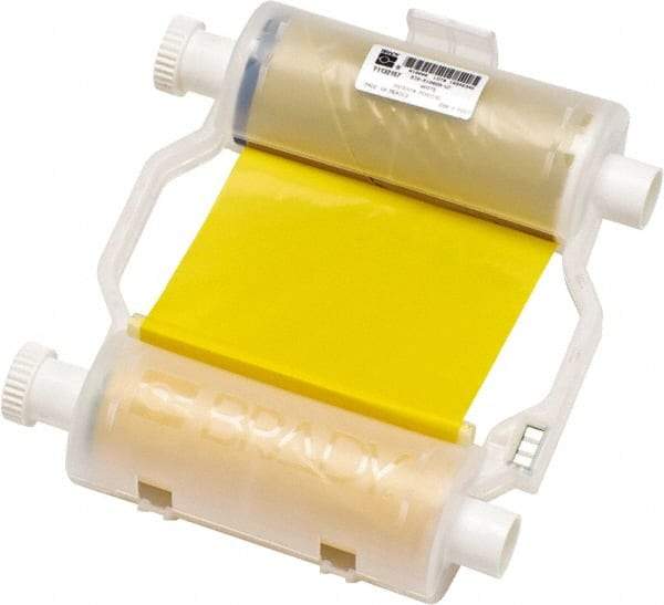 Brady - 4.33" Wide, Yellow & White Resin Ribbon 1 Color Ribbon Cartridge - For BBP30 Label Printer, BBP33 Label Printer, BBP35 Multicolor Sign & Label Printer, BBP37 Color & Cut Sign & Label Printer, BradyPrinter S3100, BBP31 Sign & Label Printer - Americas Industrial Supply