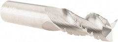 SGS - 3/4" Diam, 1-5/8" LOC, 3 Flute Solid Carbide 0.03" Corner Radius Roughing End Mill - Uncoated, 4" OAL, 3/4" Shank Diam, Single End, Centercutting, 38° Helix - Americas Industrial Supply