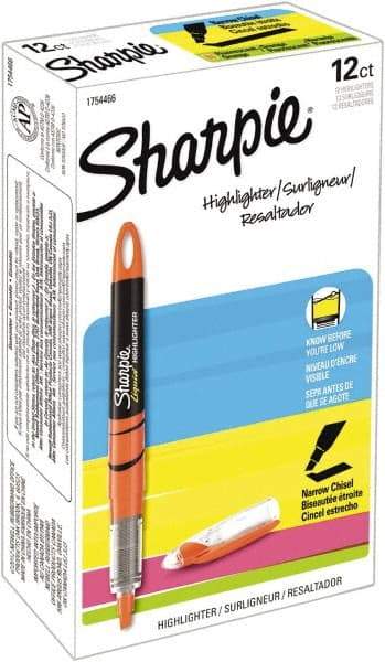 Sharpie - Fluorescent Orange Highlighter - Chisel Tip, AP Nontoxic Ink - Americas Industrial Supply