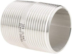 Value Collection - 1-1/4" Pipe x 2" Long, Grade 304/304L Stainless Steel Pipe Nipple - Welded & Threaded - Americas Industrial Supply