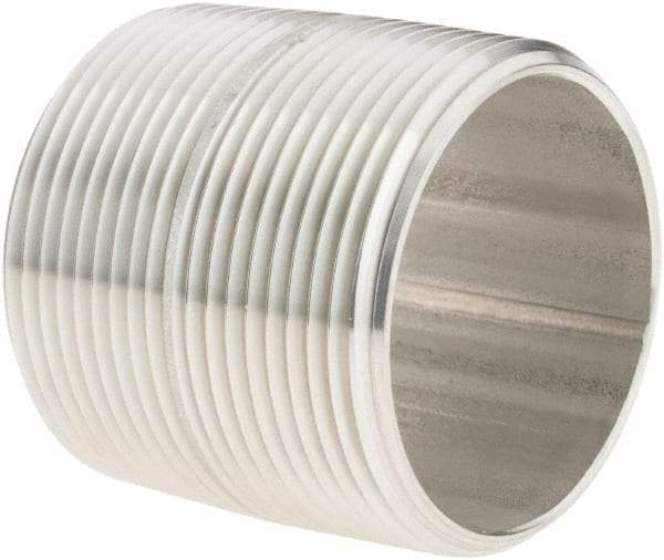 Value Collection - 1-1/2" Pipe x 1-3/4" Long, Grade 304/304L Stainless Steel Pipe Nipple - Welded & Threaded - Americas Industrial Supply