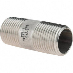 Value Collection - 1/2" Pipe x 2" Long, Grade 304/304L Stainless Steel Pipe Nipple - Welded & Threaded - Americas Industrial Supply