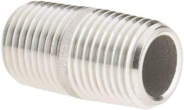 Value Collection - 1/8" Pipe x 3/4" Long, Grade 304/304L Stainless Steel Pipe Nipple - Welded & Threaded - Americas Industrial Supply