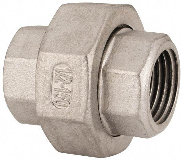 Value Collection - 1/2" Grade 304 Stainless Steel Pipe Union - FNPT x FNPT End Connections, 150 psi - Americas Industrial Supply