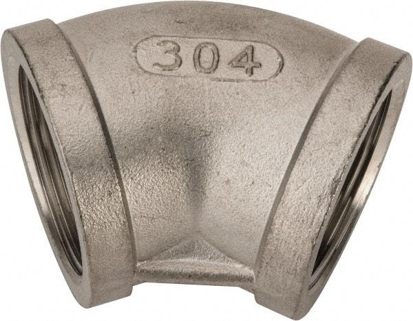 Value Collection - 1-1/2" Grade 304 Stainless Steel Pipe 45° Elbow - FNPT x FNPT End Connections, 150 psi - Americas Industrial Supply