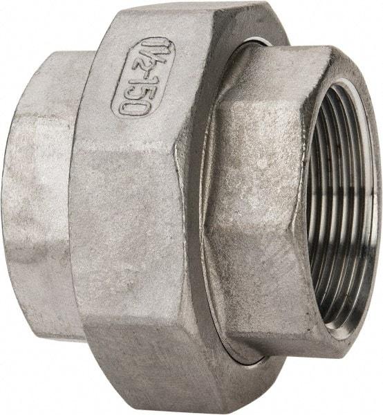 Value Collection - 1-1/2" Grade 304 Stainless Steel Pipe Union - FNPT x FNPT End Connections, 150 psi - Americas Industrial Supply