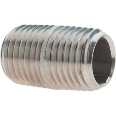 Value Collection - 1/4" Pipe x 7/8" Long, Grade 304/304L Stainless Steel Pipe Nipple - Welded & Threaded - Americas Industrial Supply