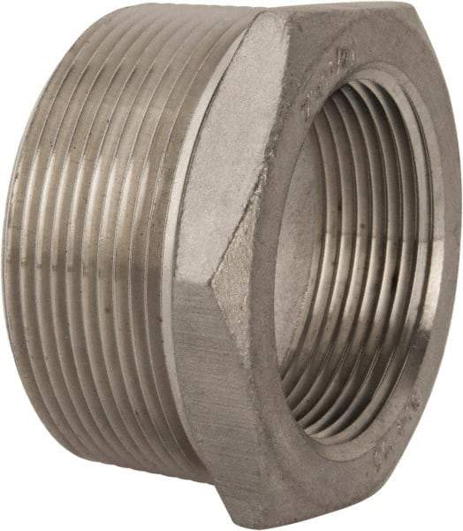 Merit Brass - 2 x 1-1/2" Grade 304 Stainless Steel Pipe Hex Bushing - MNPT x FNPT End Connections, 150 psi - Americas Industrial Supply