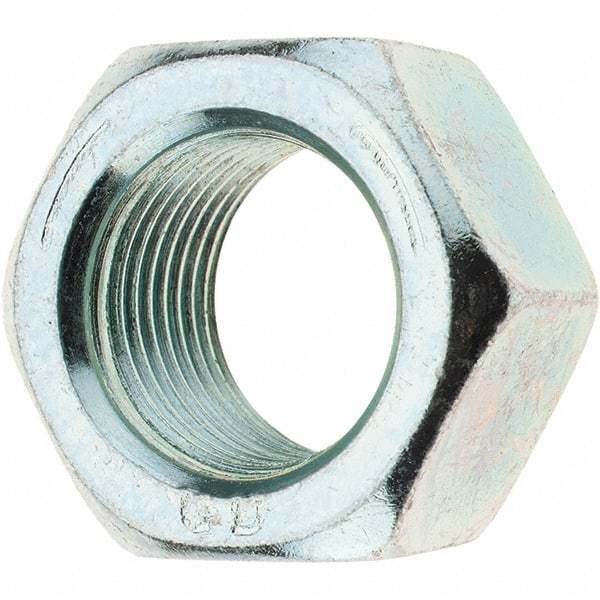 Value Collection - 7/8-14 UNF Steel Right Hand Hex Nut - 1-5/16" Across Flats, 3/4" High, Zinc-Plated Finish - Americas Industrial Supply