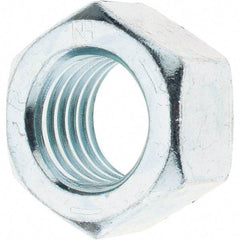 Made in USA - 1-1/8 - 7 UNC Steel Right Hand Hex Nut - 1-11/16" Across Flats, 31/32" High, Zinc Clear Finish - Americas Industrial Supply