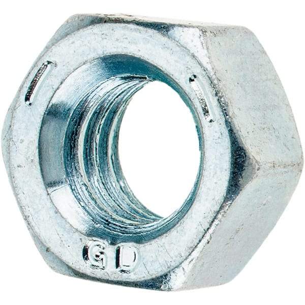 Value Collection - 5/16-18 UNC Steel Right Hand Hex Nut - 1/2" Across Flats, 17/64" High, Zinc-Plated Finish - Americas Industrial Supply