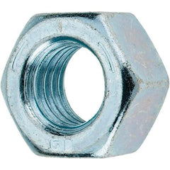 Value Collection - 9/16-12 UNC Steel Right Hand Hex Nut - 7/8" Across Flats, 31/64" High, Zinc-Plated Finish - Americas Industrial Supply