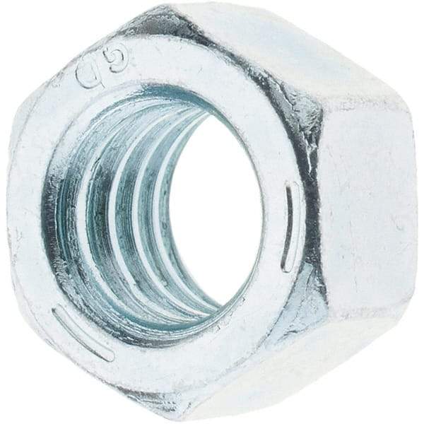 Value Collection - 3/8-16 UNC Steel Right Hand Hex Nut - 9/16" Across Flats, 21/64" High, Zinc-Plated Finish - Americas Industrial Supply